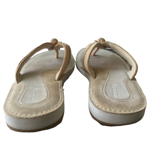 Sperry Top-Sider Tan Leather Seabrook Flip Flop Sandal Size 9 - Picture 4 of 8